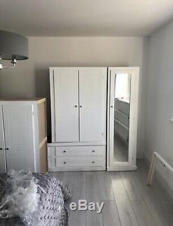 Handmade Wooden Large 6 Door 4 Drawers / Shelved /Mirrored / White Wardrobe