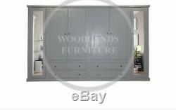 Handmade Wooden Large 6 Door 4 Drawers / Shelved /Mirrored / White Wardrobe