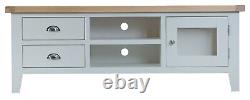 Hartwell Grey Large 2 Drawer TV Unit / Painted Media Stand / Suits 65 inch TV's