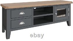 Hartwell Moonlight Dark Grey Large 2 Drawer TV Stand Unit/ Suits 65 inch TV's