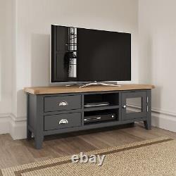 Hartwell Moonlight Dark Grey Large 2 Drawer TV Stand Unit/ Suits 65 inch TV's