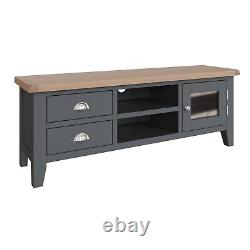 Hartwell Moonlight Dark Grey Large 2 Drawer TV Stand Unit/ Suits 65 inch TV's