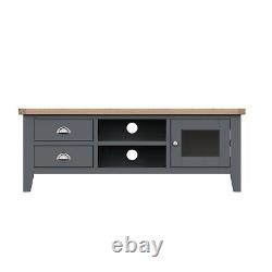 Hartwell Moonlight Dark Grey Large 2 Drawer TV Stand Unit/ Suits 65 inch TV's
