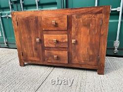 Heavy Solid Sheesham Indian Rosewood Large Sideboard 3 drawers 2 doors