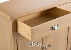 Hereford Lime Washed Oak Large 4 Door 3 Drawer Sideboard / Wide Cabinet