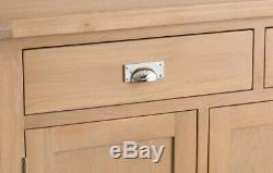 Hereford Lime Washed Oak Large 4 Door 3 Drawer Sideboard / Wide Cabinet