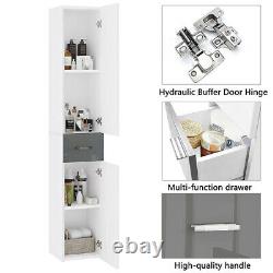 High Gloss Bathroom Cupboard Tall Cabinet Large Tallboy Home Storage Unit drawer