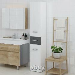 High Gloss Bathroom Cupboard Tall Cabinet Large Tallboy Home Storage Unit drawer