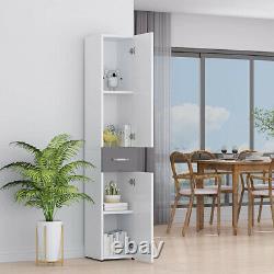 High Gloss Bathroom Cupboard Tall Cabinet Large Tallboy Home Storage Unit drawer