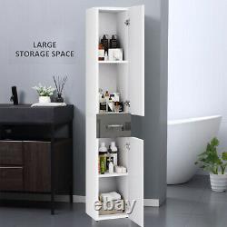 High Gloss Bathroom Cupboard Tall Cabinet Large Tallboy Home Storage Unit drawer