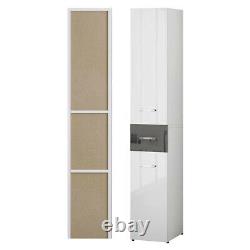 High Gloss Bathroom Cupboard Tall Cabinet Large Tallboy Home Storage Unit drawer