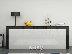High Gloss Large Sideboard Cabinet 2 Doors 2 Drawers & 2 Flaps Storage Cupboard