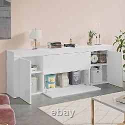 High Gloss Large Sideboard Cabinet with 2 Doors 2 Drawers & 1 Flaps Cupboard