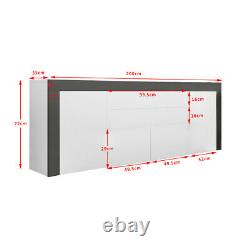 High Gloss Large Sideboard Cabinet with 2 Doors 2 Drawers & 1 Flaps Cupboard UK