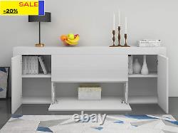 High Gloss Sideboard Cupboard with 2 Door and 2 Flap Drawers Display Cabinet Sto