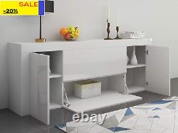 High Gloss Sideboard Cupboard with 2 Door and 2 Flap Drawers Display Cabinet Sto