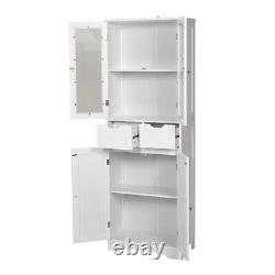 High Gloss White Cabinet Cupboard Tall Display Storage Unit Glass Doors Shelving