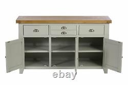 Highland Grey 3 Door, 3 Drawer Large Sideboard Storage Cabinet with Drawers