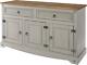 Home Source Large Sideboard Cabinet, 3 Door 2 Drawer Solid Pine Two Tone Storage