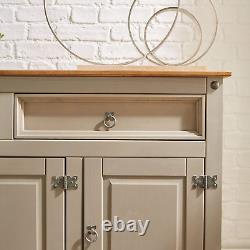 Home Source Large Sideboard Cabinet, 3 Door 2 Drawer Solid Pine Two Tone Storage