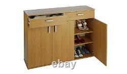 Home Venetia Large 3 Door 2 Drawer Shoe Cabinet Oak effect