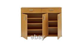 Home Venetia Large 3 Door 2 Drawer Shoe Cabinet Oak effect