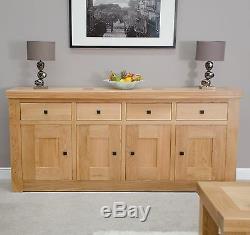 Houston solid oak furniture 4 door 4 drawer extra large sideboard