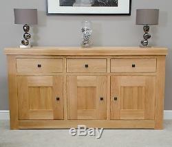 Houston solid oak living dining room furniture 3 door 3 drawer large sideboard