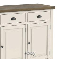 Hove Ivory Large Sideboard Unit Cream Painted Wooden Cupboard 3 Drawers 3 Door