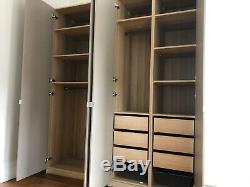 IKEA Large 4 Door Beige Wardrobe 6 drawers, shoe rack, shelves, 2 hanging rails
