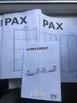 Ikea Pax Large Wardrobe Sliding Doors Mirror/Frost Rails & Drawers 236cm Height
