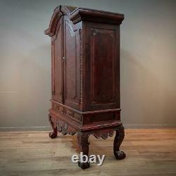 Impressive Large Rustic Oriental Carved Hardwood Two Door Cabinet, Drawer Base