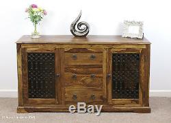 Indian Jali Large Sideboard 2 Door 3 Drawer Solid Sheesham by Mercers Furniture