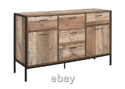 Industrial Sideboard Birlea Urban Chic Large Door Drawer Rustic Metal Wood