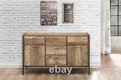 Industrial Sideboard Birlea Urban Chic Large Door Drawer Rustic Metal Wood