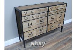 Industrial style wood storage cabinet with drawer effect, large 2 door sideboard