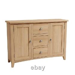 Kingston Oak Large Sideboard / Solid Wood 2 Door 3 Drawer Side Cabinet