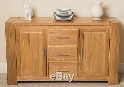 Kuba Solid Oak Wood Large Sideboard 3 Drawers and 2 Doors Dining room Furniture