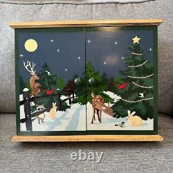 L. L. Bean Wooden Christmas Advent Calendar Double Doors Drawers Woodland Animals