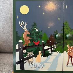 L. L. Bean Wooden Christmas Advent Calendar Double Doors Drawers Woodland Animals