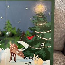 L. L. Bean Wooden Christmas Advent Calendar Double Doors Drawers Woodland Animals