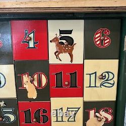 L. L. Bean Wooden Christmas Advent Calendar Double Doors Drawers Woodland Animals