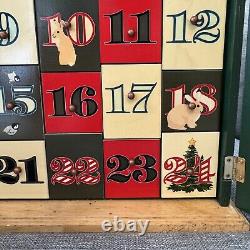 L. L. Bean Wooden Christmas Advent Calendar Double Doors Drawers Woodland Animals