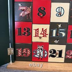 L. L. Bean Wooden Christmas Advent Calendar Double Doors Drawers Woodland Animals