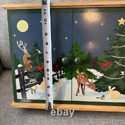 L. L. Bean Wooden Christmas Advent Calendar Double Doors Drawers Woodland Animals