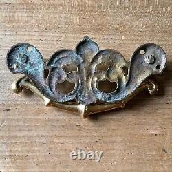 LARGE Antique Brass Handles Drawer Pulls Dresser Door Vintage Victorian c. 1898