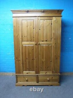 LARGE CHUNKY SOLID WOOD 2DOOR 2DOVETAILED DRAWERS WARDROBE H190 W122cm- SEE SHOP