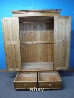 LARGE CHUNKY SOLID WOOD 2DOOR 2DOVETAILED DRAWERS WARDROBE H190 W122cm- SEE SHOP