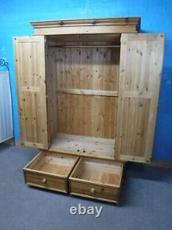 LARGE CHUNKY SOLID WOOD 2DOOR 2DOVETAILED DRAWERS WARDROBE H190 W122cm- SEE SHOP