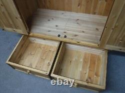 LARGE CHUNKY SOLID WOOD 2DOOR 2DOVETAILED DRAWERS WARDROBE H190 W122cm- SEE SHOP